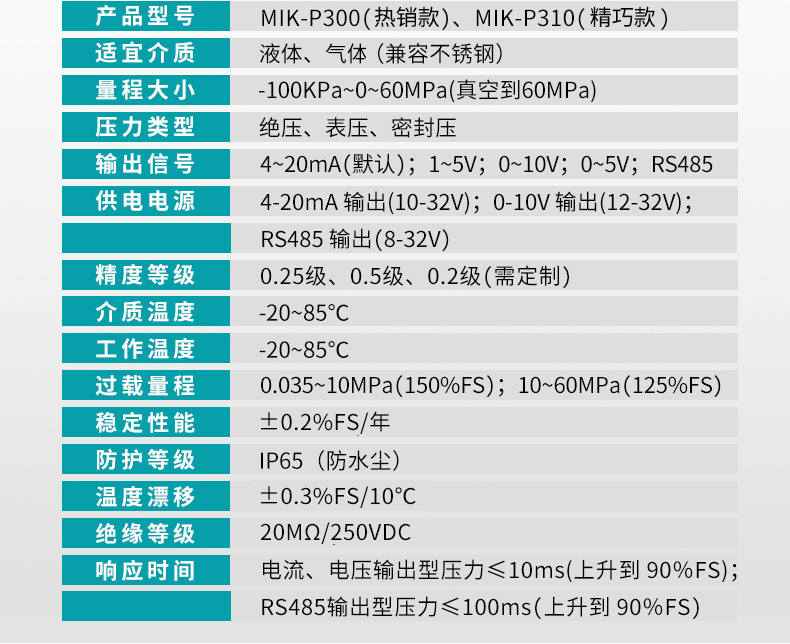 米科MIK-P310產品參數